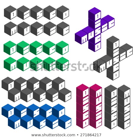 Stock photo: Disco Music Party Cubic Square Fonts In Different Colors