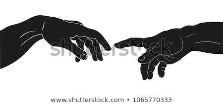 Foto d'archivio: Two Hands Touching Black And White On Background