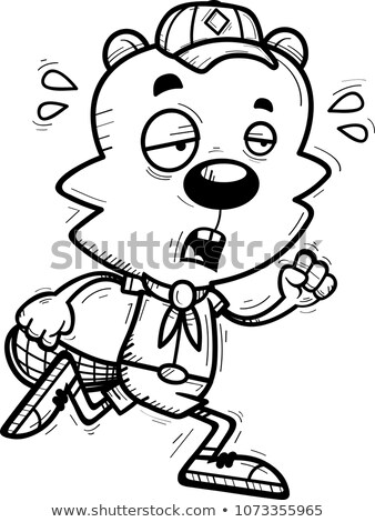 Stockfoto: Exhausted Cartoon Male Beaver Scout