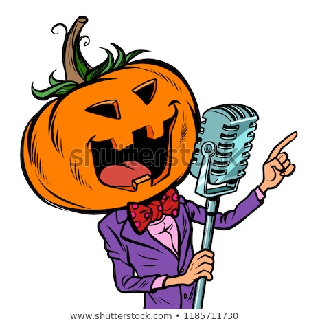 Halloween Pumpkin Character Singer Holiday Party Stok fotoğraf © rogistok