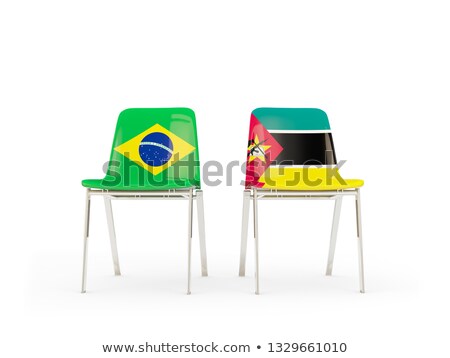 Stock photo: Two Chairs With Flags Of Brazil And Mozambique