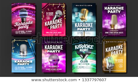 Foto d'archivio: Karaoke Poster Vector Colorful Instrument Technology Symbol Karaoke Party Flyer Music Night Rad