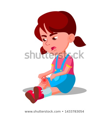 Stockfoto: Crying Character Little Girl Bump Knee Vector