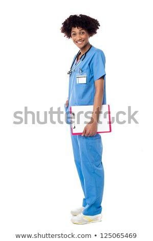 Zdjęcia stock: Medical Expert Posing Sideways Holding Clipboard