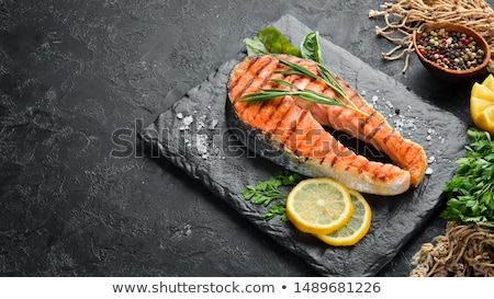 ストックフォト: Grilled Salmon Steak And Vegetables