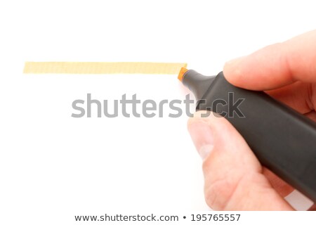 Foto stock: Orange Highlighter In Hand On W White Background