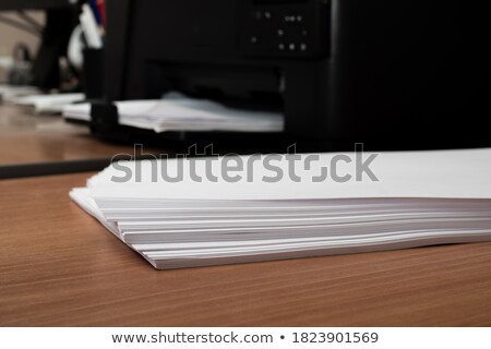 Foto stock: Office Desktop Laser Printer With Blank Paper As Copy Space