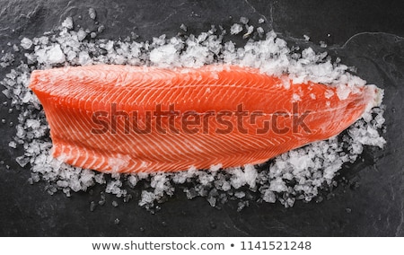 Stock foto: Raw Salmon Fillet And Ingredients For Cooking
