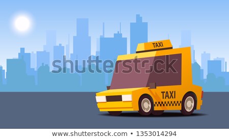 Yellow Taxi Car On City Landscape Background Isoflat Styled Vector Illustration Foto d'archivio © Tashatuvango