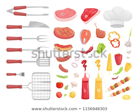 Foto d'archivio: Bbq Barbecue Veggies Icons Set Vector Illustration