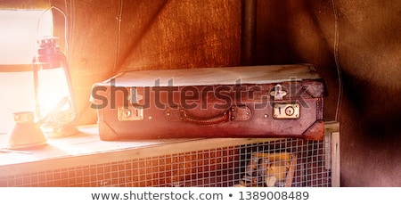 Still Life With Old Leather Suitcase And Lamp Foto stock © X-etra