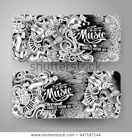 Stock foto: Cartoon Hand Drawn Doodles Musical Illustration Line Art Background