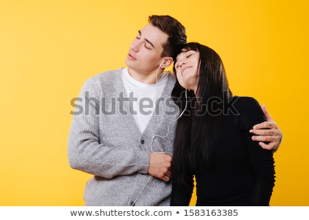 ストックフォト: Young Casual Men Leaning On Women Shoulders And Smile