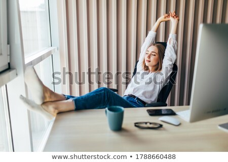 Stock fotó: Business Woman Stretching And Relaxing