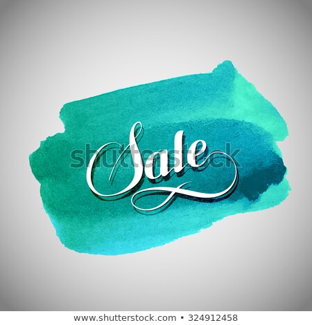 Stok fotoğraf: Sale Label On The Azure Watercolor Stain