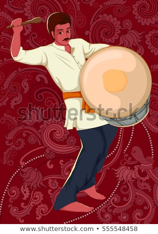 Сток-фото: Vector Of Man Playing Dhol