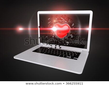 Stock photo: Red Heart Destroy Laptop