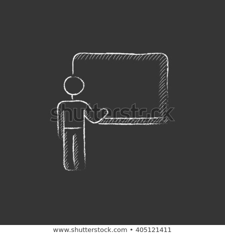 Stock foto: Professor Pointing At Blackboard Drawn In Chalk Icon