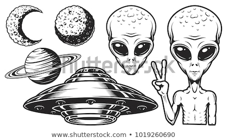 Сток-фото: Alien Face Icon Set Humanoid Head Vector