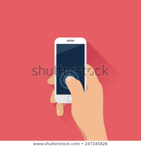 Stock foto: Hand Holding Mobile Phone In Flat Design Style
