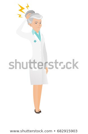 Foto stock: Senior Caucasian Doctor With Lightning Over Head