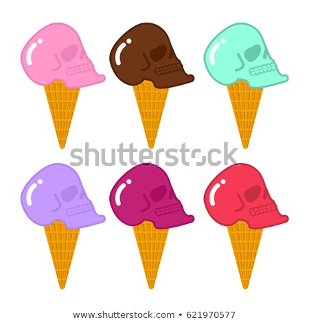 Stockfoto: Skull Ice Cream Set Skeleton Head Sweetness Dangerous Sweet