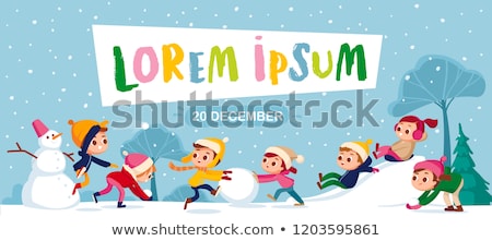 [[stock_photo]]: Children Playing Outside During Winter Illustration