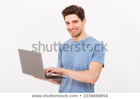 Stok fotoğraf: Young Man In Silver Shirt Isolated On White