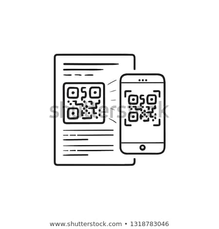 Zdjęcia stock: Mobile Phone Scanning Qr Code Hand Drawn Outline Doodle Icon