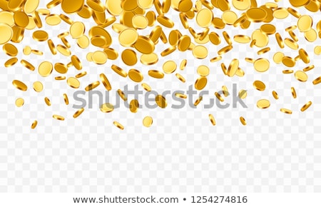 Foto stock: Falling From The Top A Lot Of Gold Coins On Transparent Background Vector Illustration