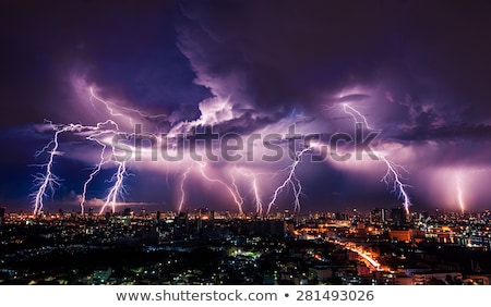 ストックフォト: Lightning Strike Over City