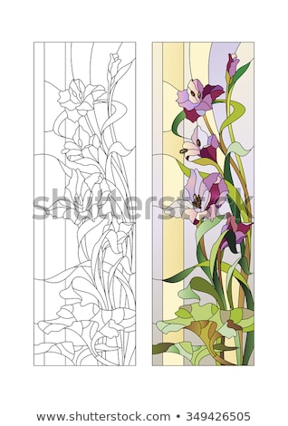 Foto stock: Elegance Abstract Floral Stained Glass Window