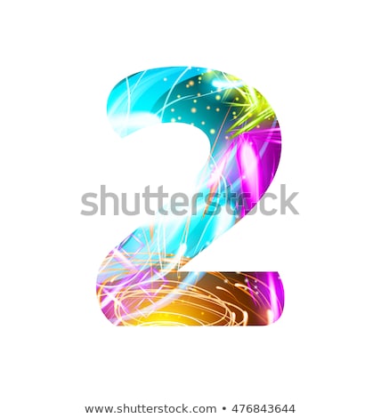 Stok fotoğraf: Vintage Glow Signboard With Number Two Design Element
