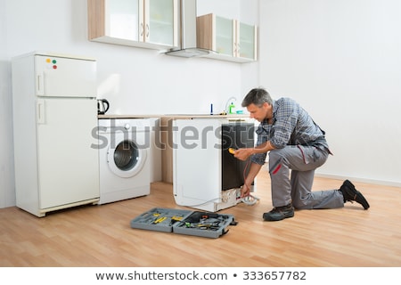 Stock fotó: Technician Checking Dishwasher With Digital Multimeter