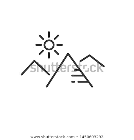 Stok fotoğraf: Mountains And Sun Flat Linear Icon In Black And White Colors Line Vector Icon For Websites And Mobi