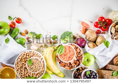 Foto stock: High Fiber Foods On White Wooden Background