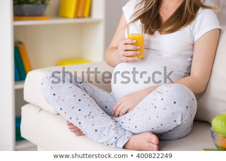 ストックフォト: Pregnant Young Woman Drinking Fresh Water
