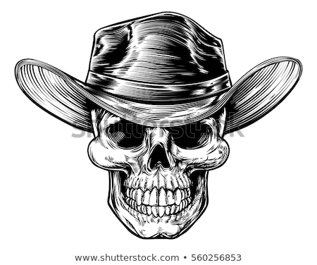 Stockfoto: Sketch Skull With Cowboy Hat