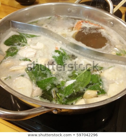 Stock photo: Boiling Suki Soup In Big Bowl