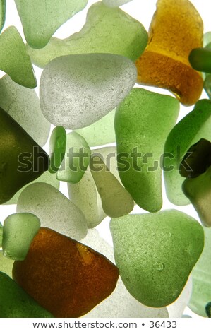 Foto stock: Green Pieces Of Glass Polished By The Sea