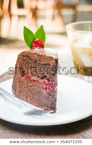 Affogato Espresso And Black Forest Cake Stock foto © nalinratphi