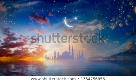 Stock fotó: Beautiful Mosque Silhouette Glowing Background