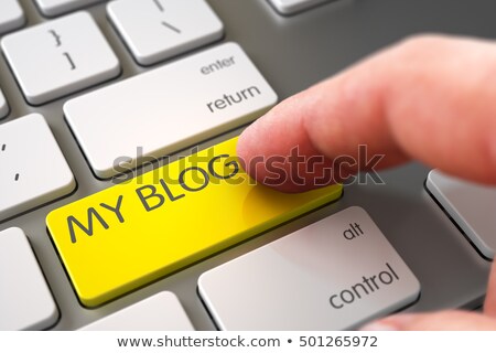 Zdjęcia stock: Hand Touching My Story Button