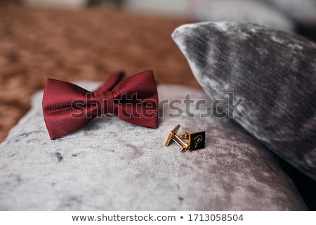 Foto stock: Groom Set Clothes Wedding Rings Shoes Cufflinks And Bow Tie