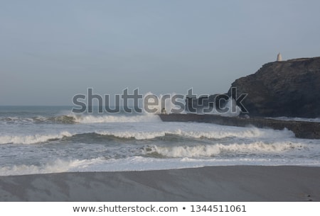 [[stock_photo]]: Portreath Beach Atlantic Waves Cornwall Uk