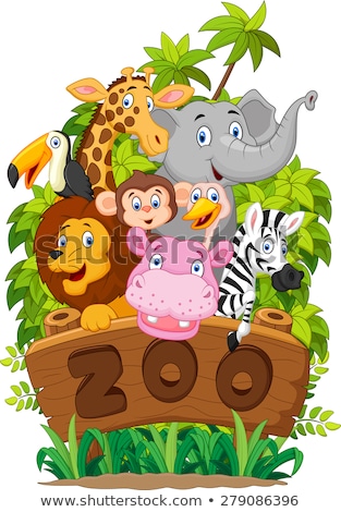 Сток-фото: A Zoo Signboard On White Background