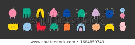 Stock fotó: Comic Tiny Monster Vector Set