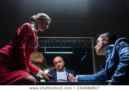 Foto stock: Attorney In Disagreement With The Prosecutor During The Hearing Of A Suspect