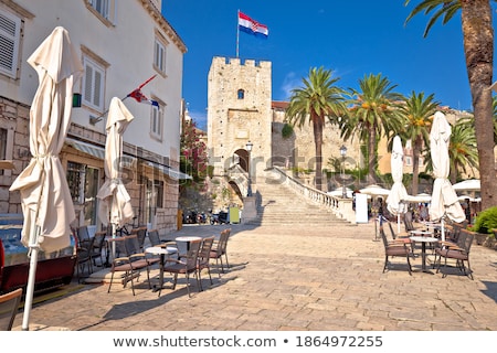 Foto stock: Korcula Town Gate And Historic Architecture View