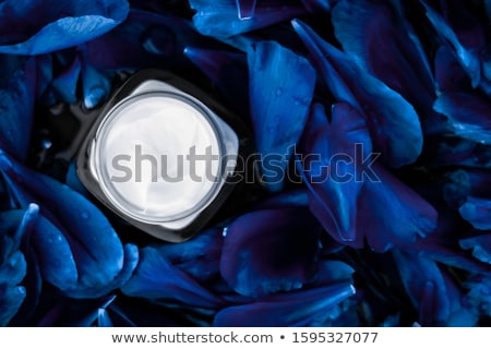 Stock foto: Luxury Face Cream Moisturizer For Facial Skin On Blue Flower Bac